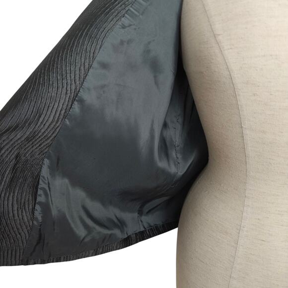 Eileen Fisher Silk Blend Wavy Textured Open Front Jacket Topper Size Medium Gray - Picture 7 of 9